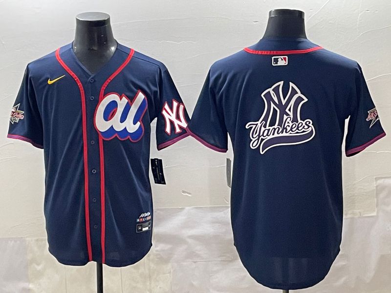 Men 2025 New York Yankees Blank Drak Blue All star Blank Blue Nike MLB Jersey style 10->new york yankees->MLB Jersey